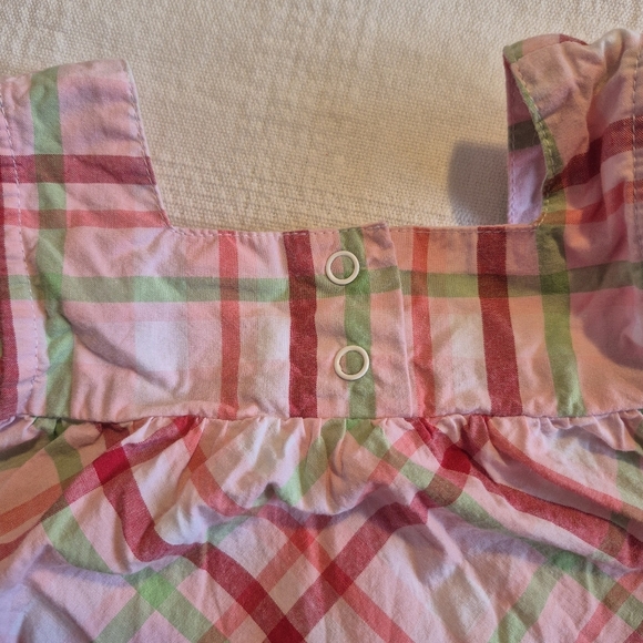 Gymboree girls 3-6 months plaid cap sleeve shirt with strawberry on a bow VGUC - Picture 6 of 8